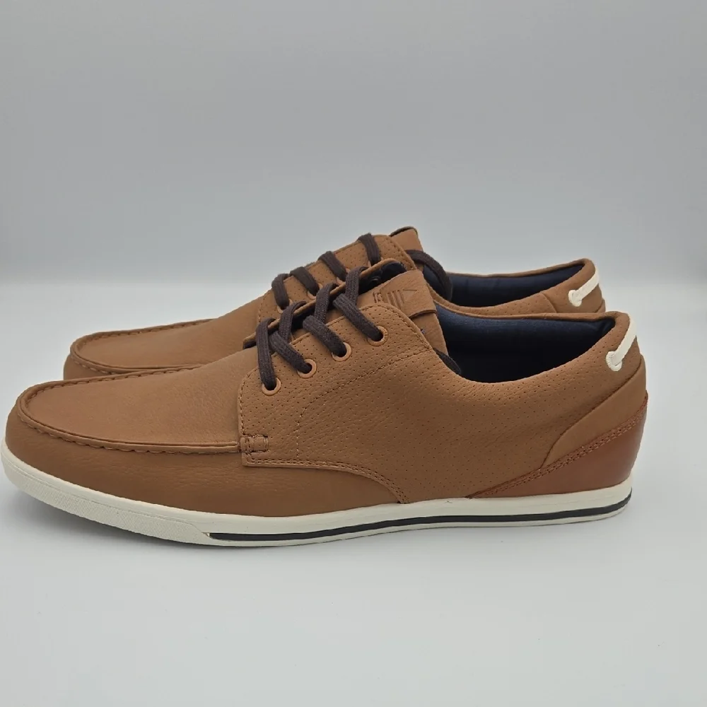 Aldo Men's Casual Boat Shoes, Brown with white sole, Size 10.5
